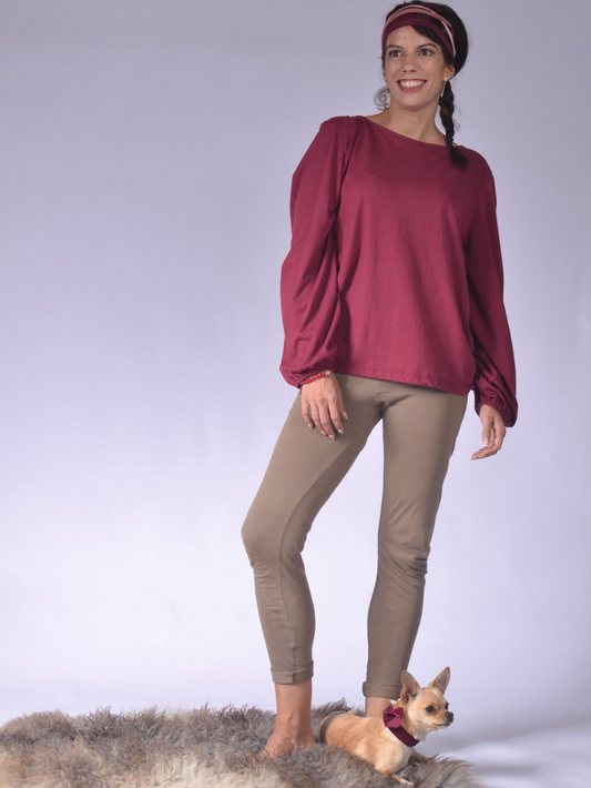 loose-fitting ladies top with long bell-sleeves